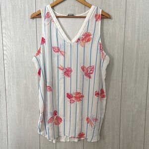 Woman's tank, 2X sleeveless top, Reitmans striped and tropical print tank